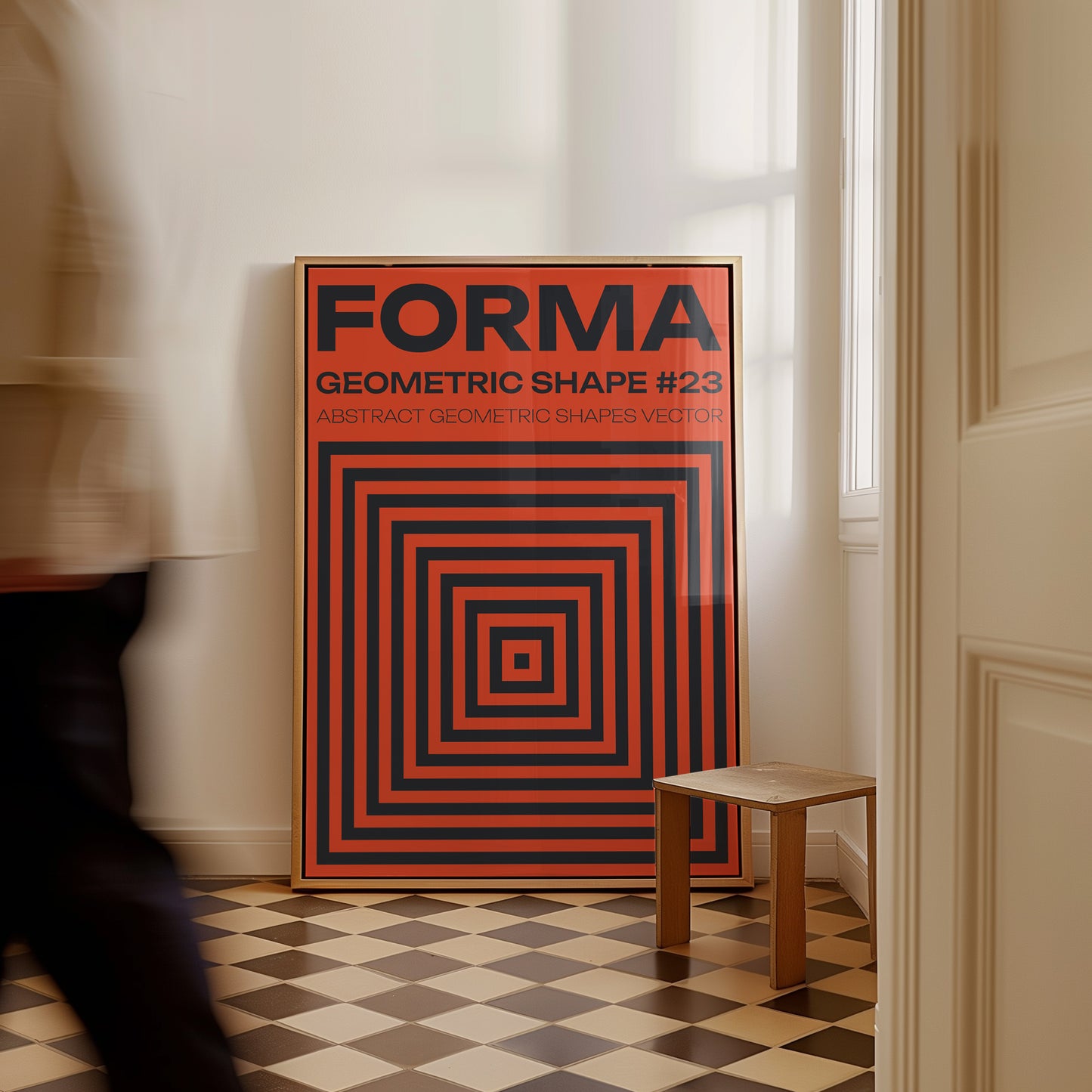 Forma Geometric Shape, Orange & Black Poster