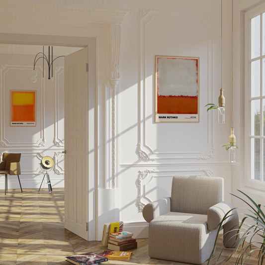 Mark Rothko Untitled Orange red and White Poster