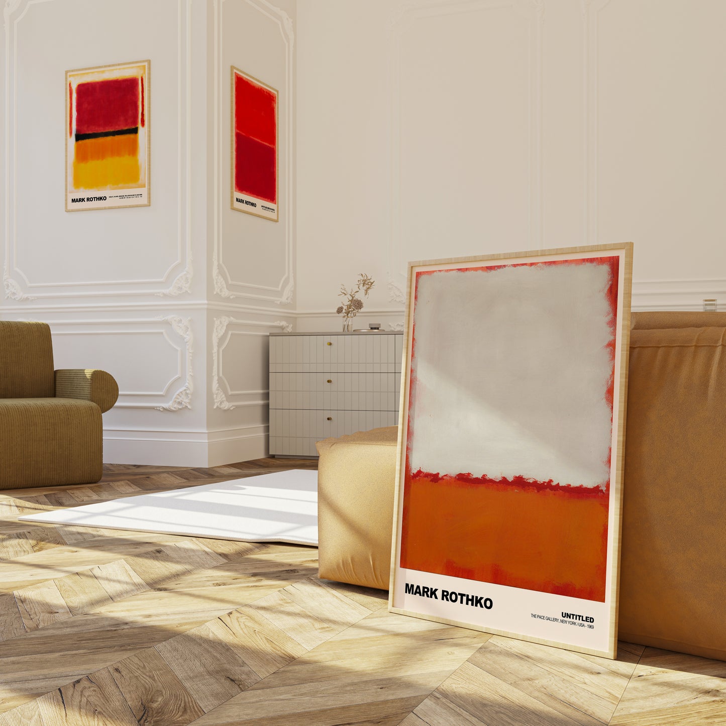 Mark Rothko Untitled Orange red and White Poster