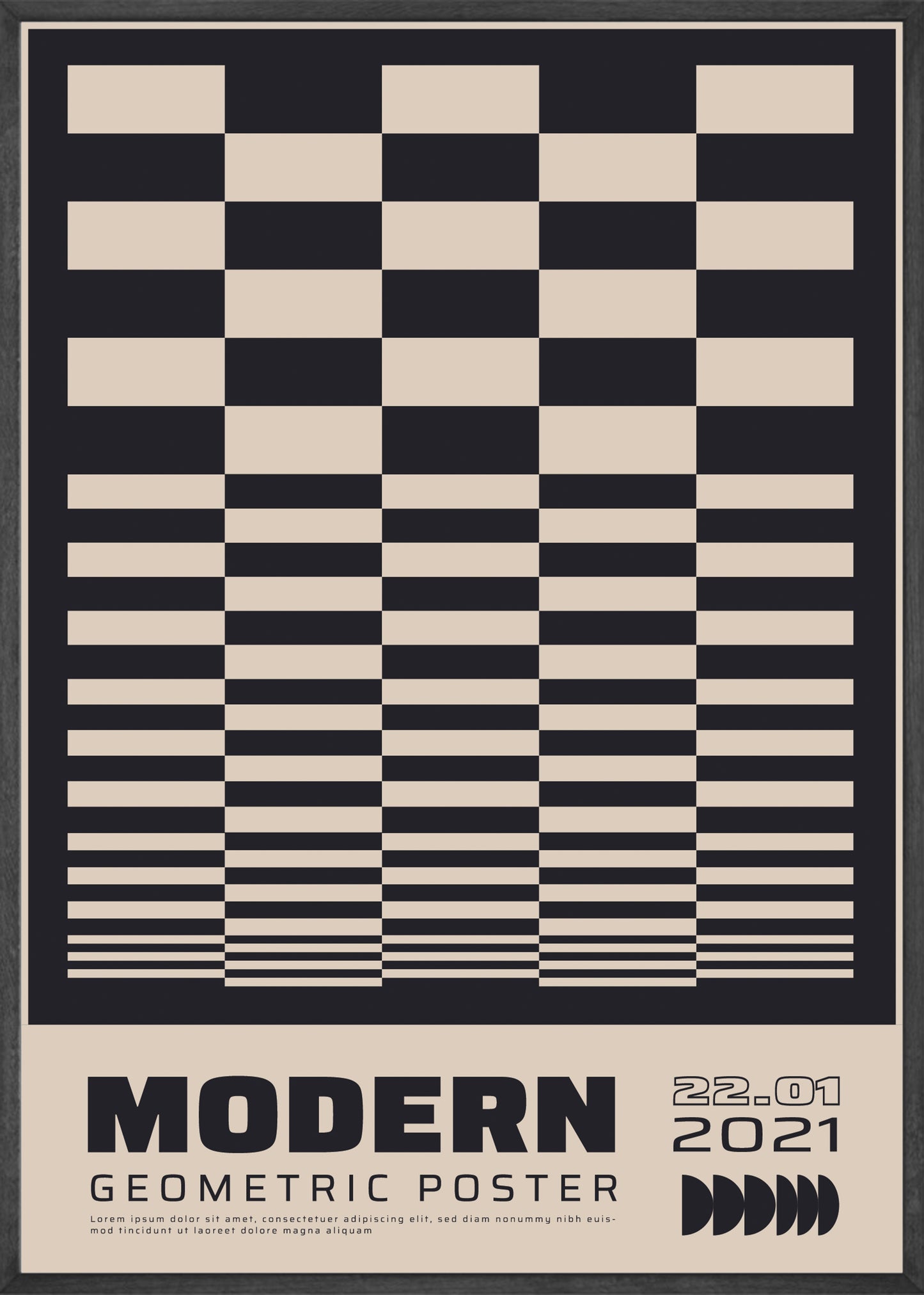 Modern Geometric Grid, Black & White Poster