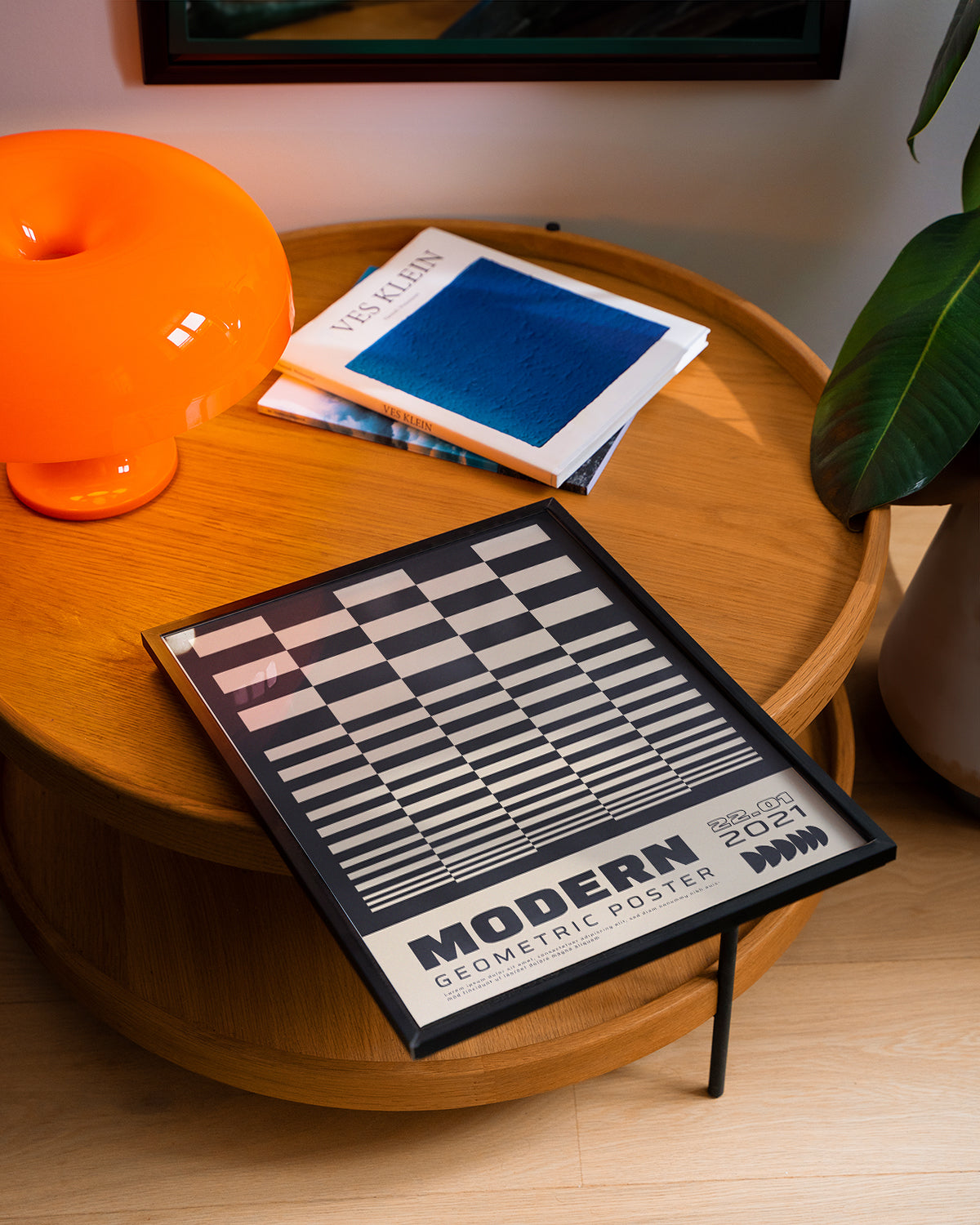 Modern Geometric Grid, Black & White Poster