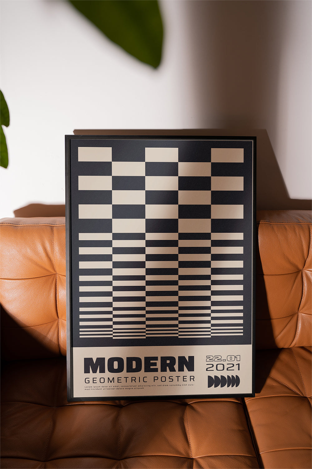 Modern Geometric Grid, Black & White Poster