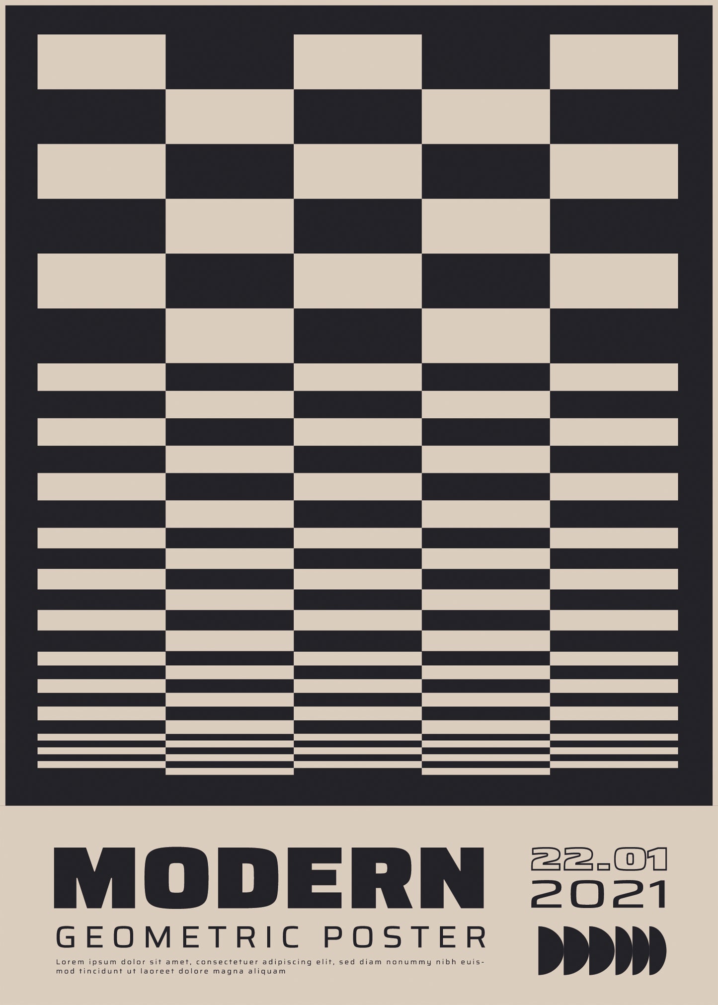 Modern Geometric Grid, Black & White Poster