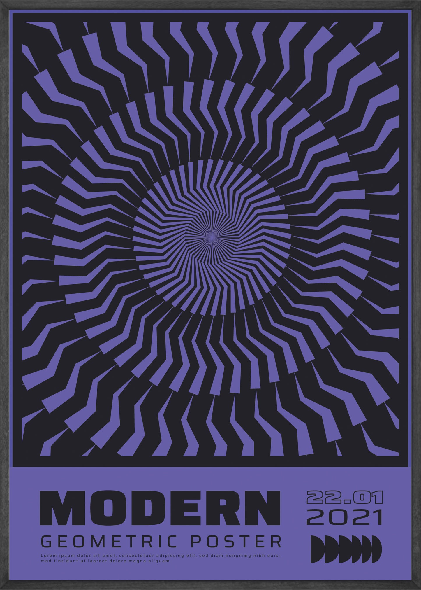 Modern Geometric Pulse, Purple & Black Poster