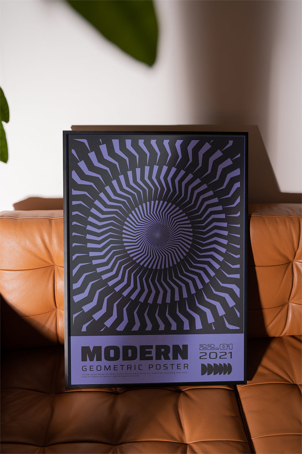 Modern Geometric Pulse, Purple & Black Poster
