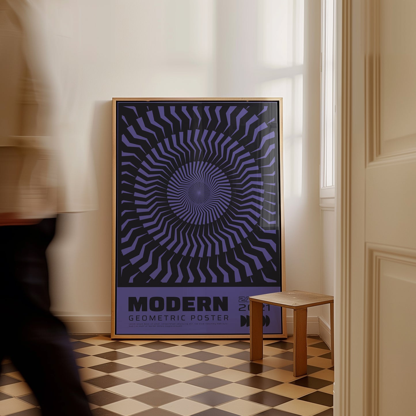 Modern Geometric Pulse, Purple & Black Poster