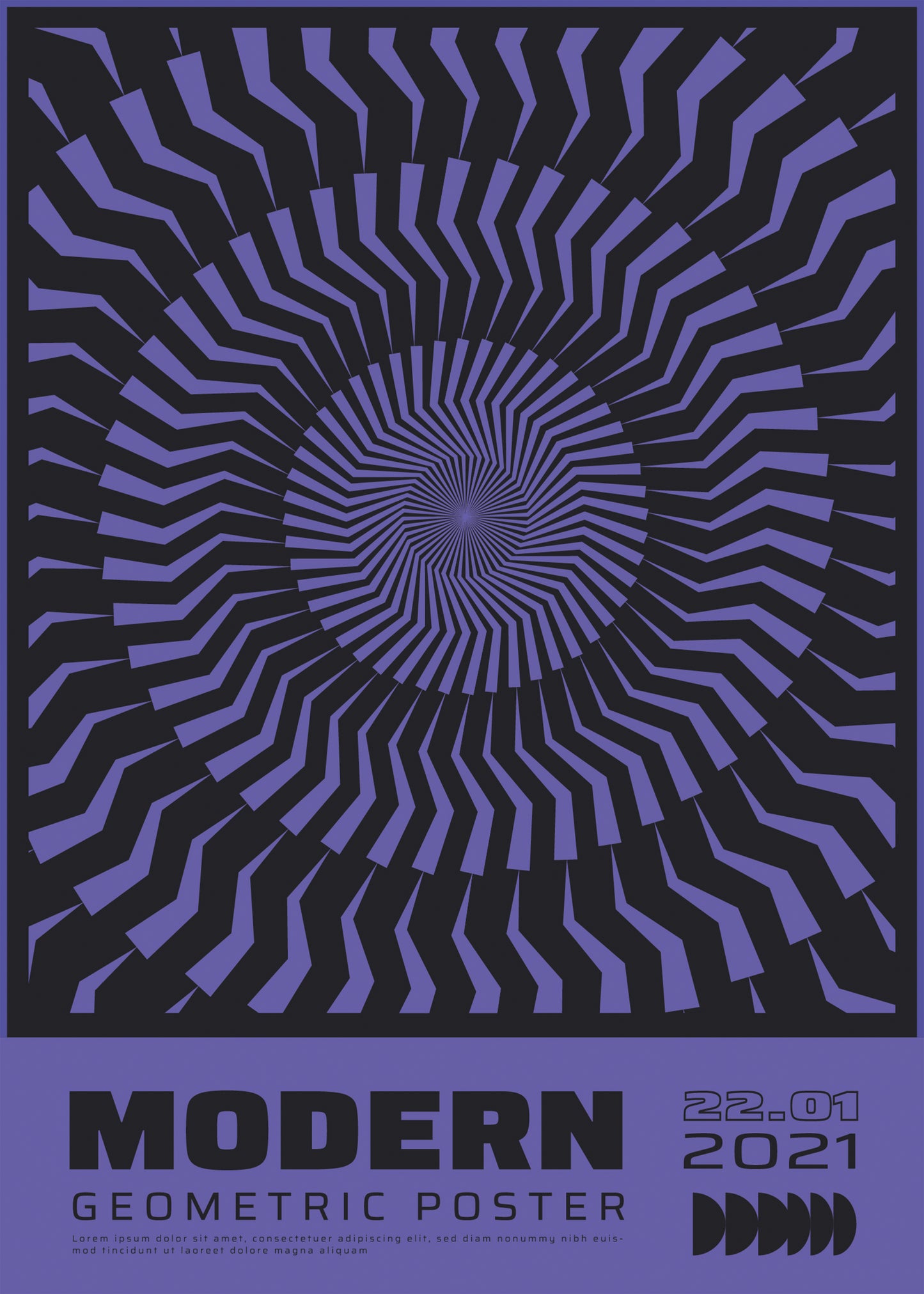 Modern Geometric Pulse, Purple & Black Poster