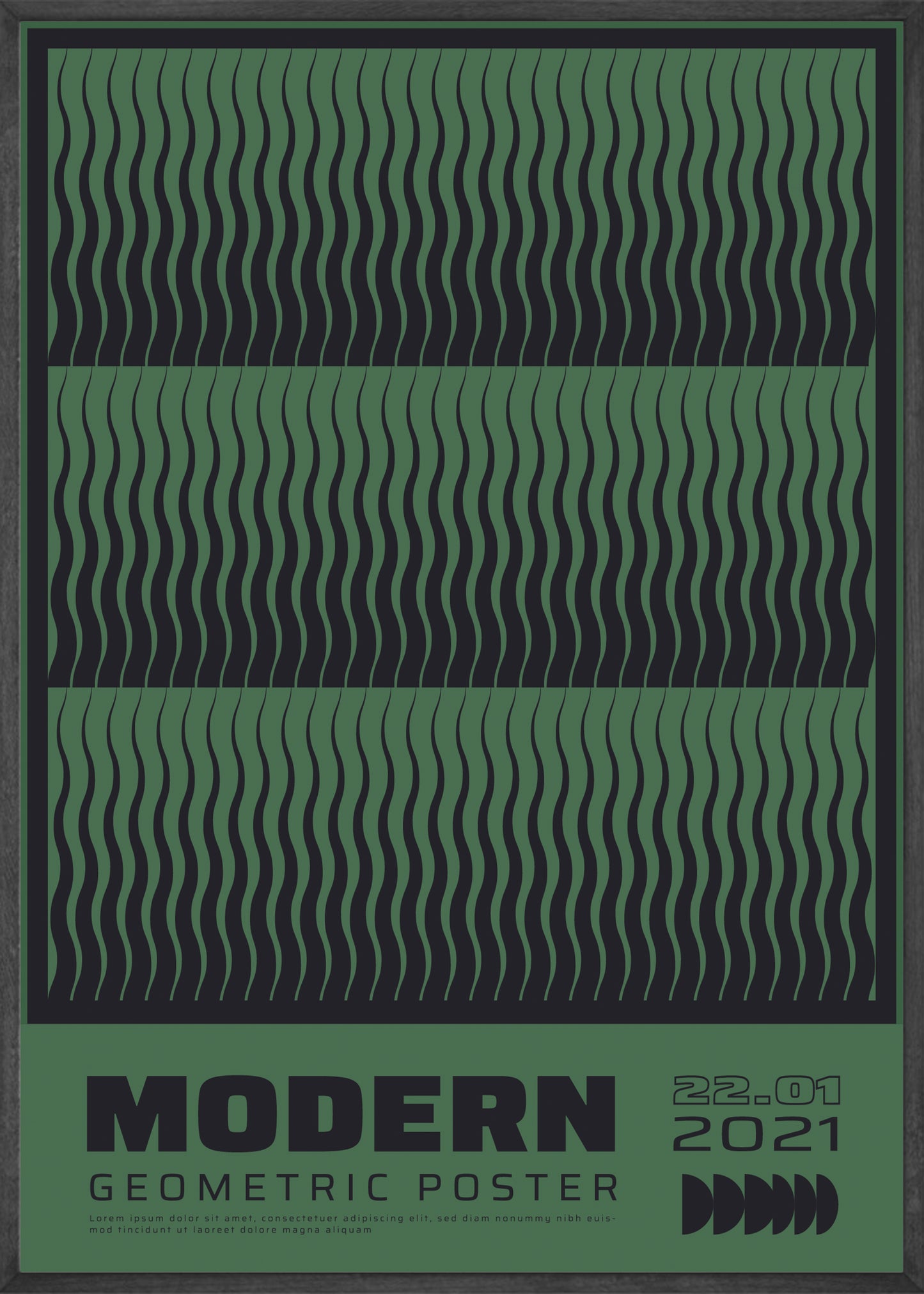 Modern Geometric, Green & Black Poster