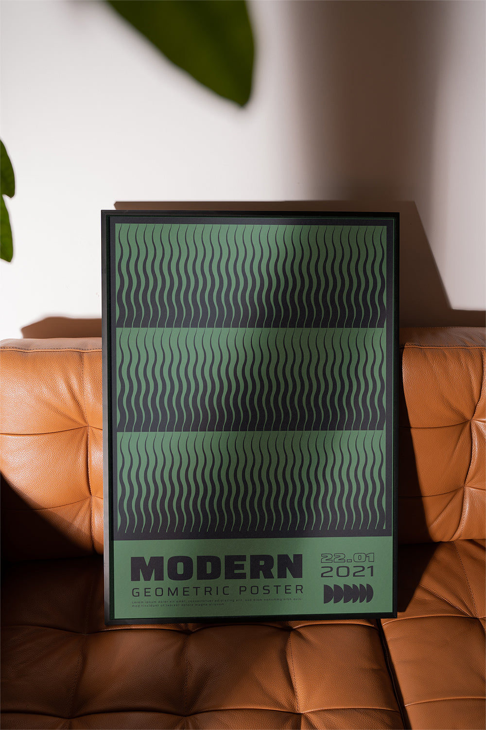 Modern Geometric, Green & Black Poster