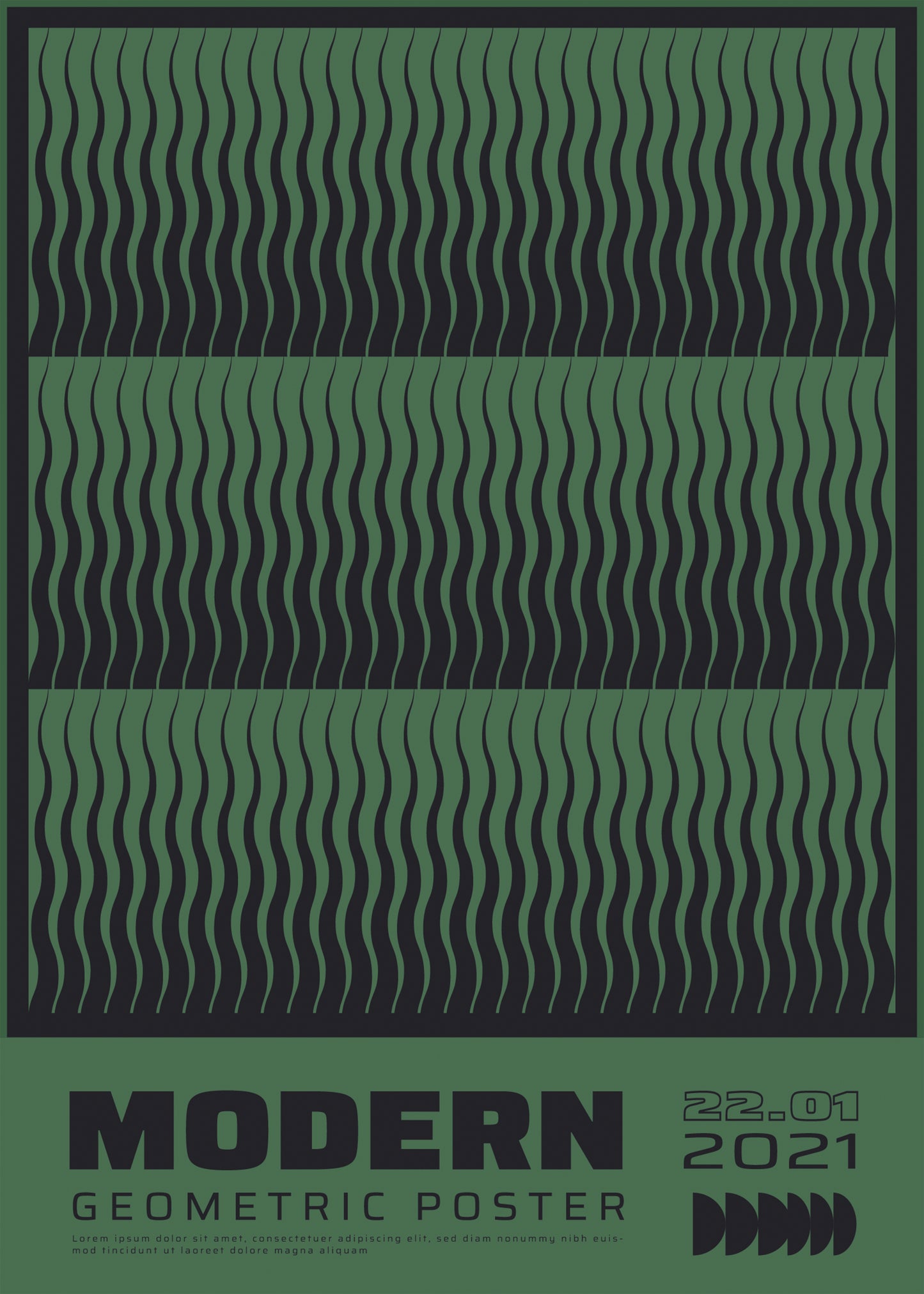 Modern Geometric, Green & Black Poster