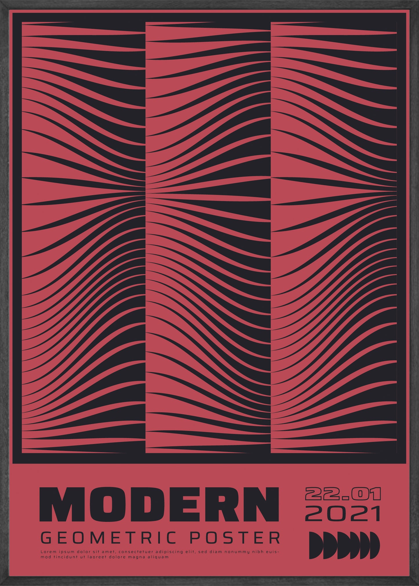 Modern Geometric, Red & Black Poster