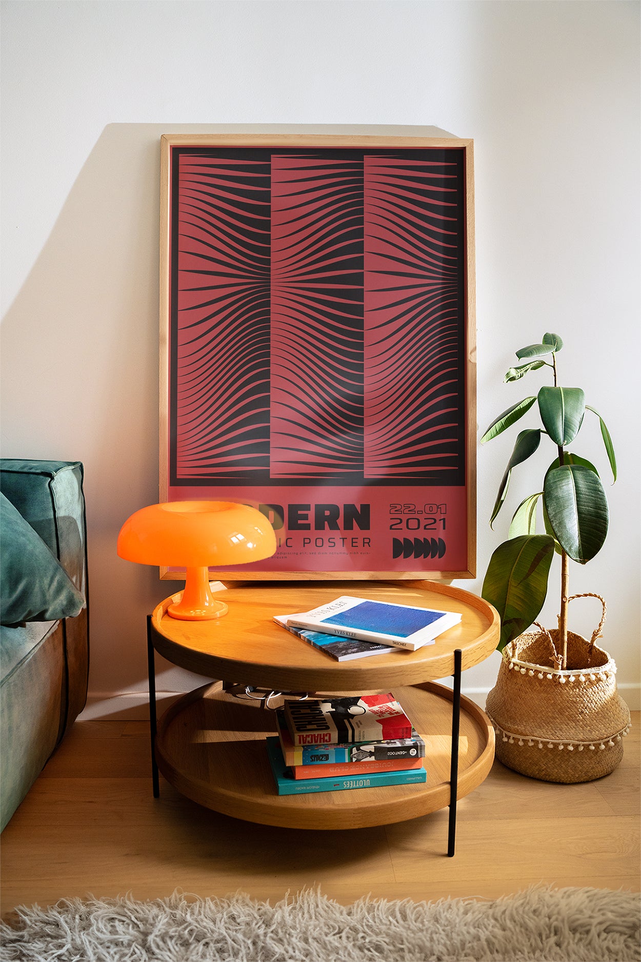 Modern Geometric, Red & Black Poster