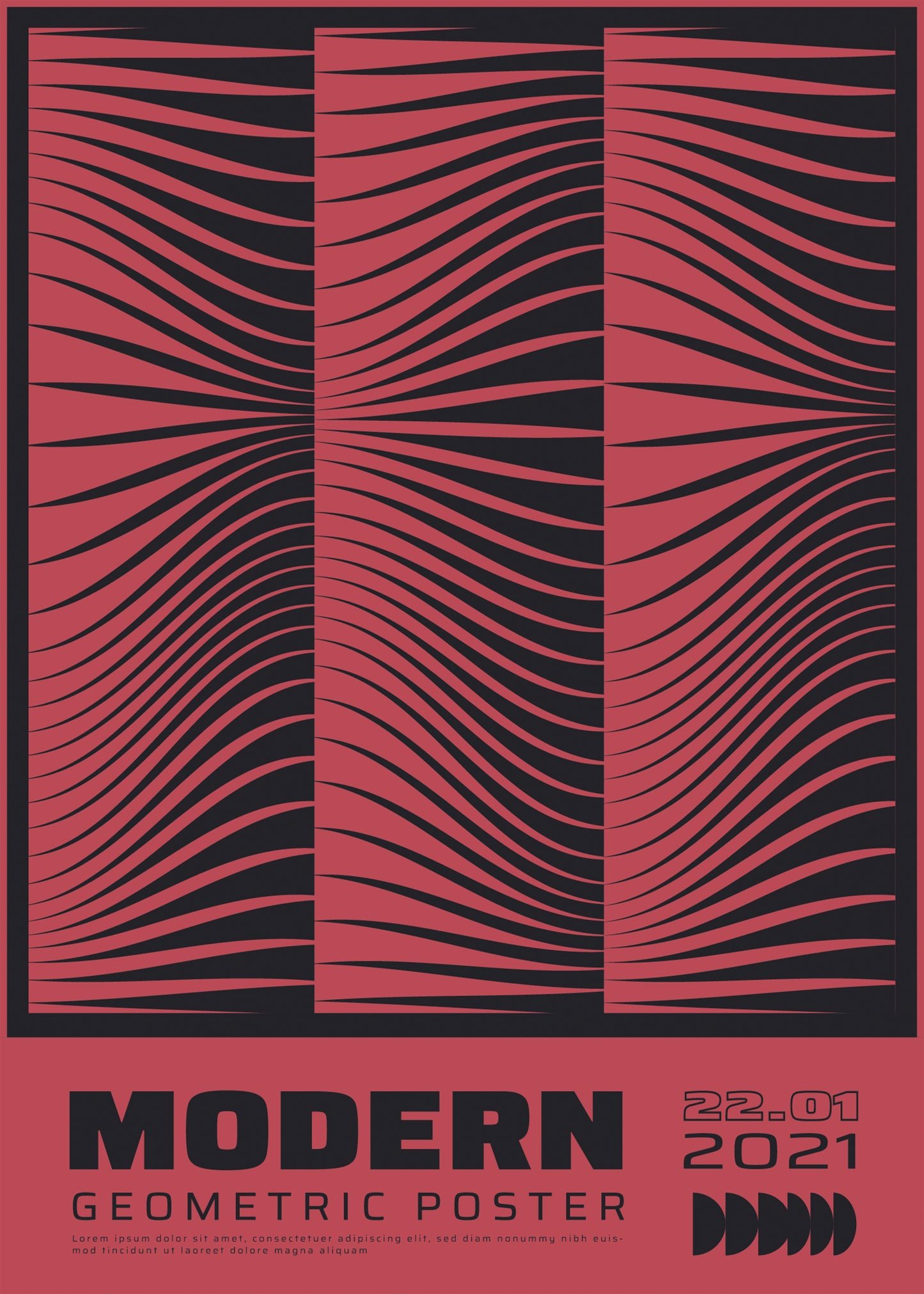 Modern Geometric, Red & Black Poster