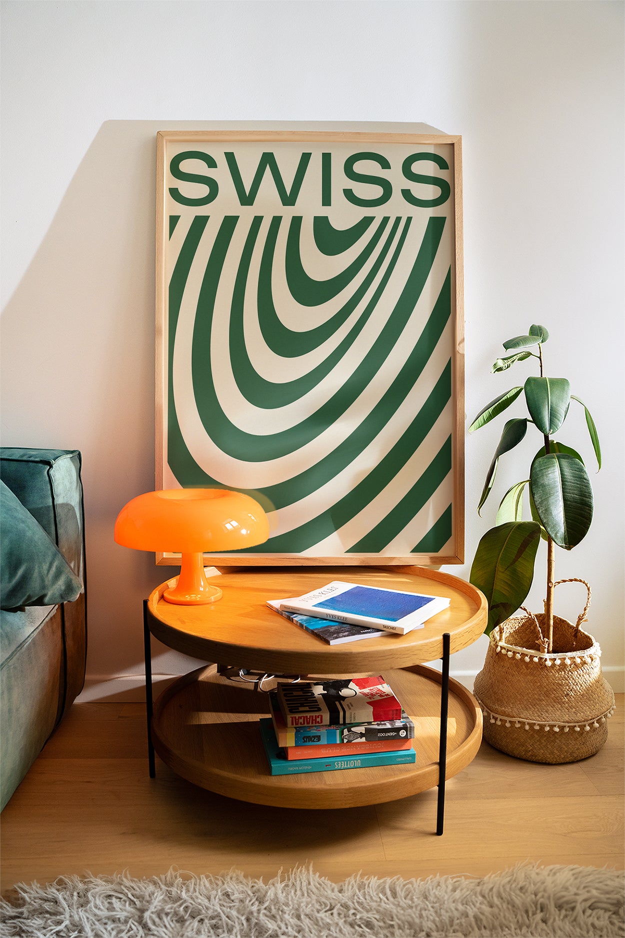 Swiss Motion, Green & Beige Poster