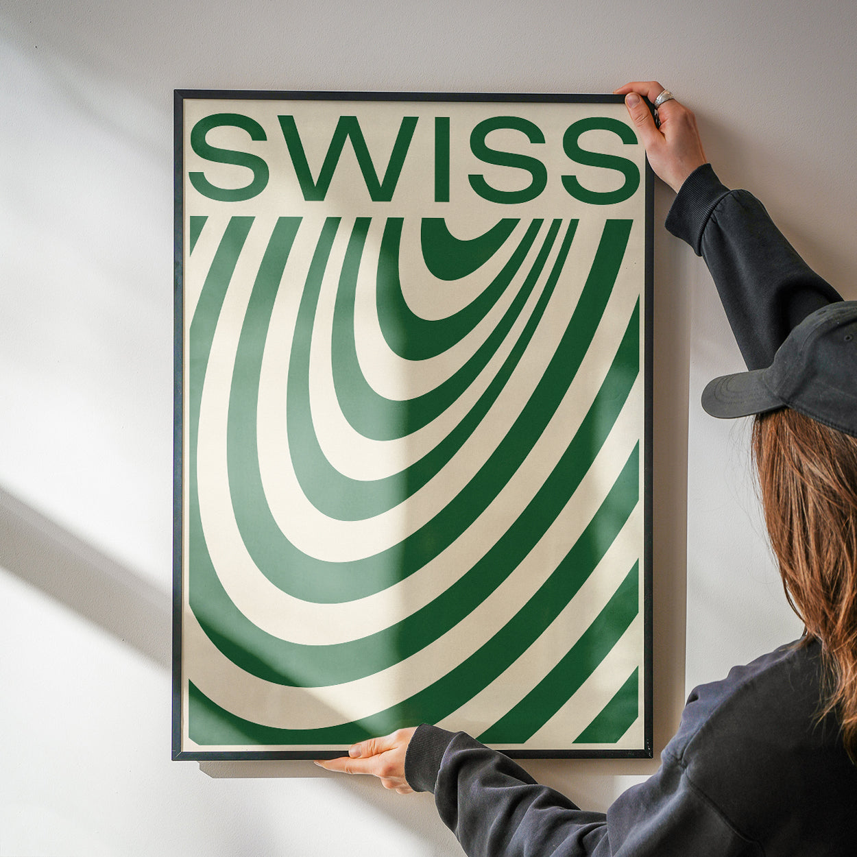 Swiss Motion, Green & Beige Poster