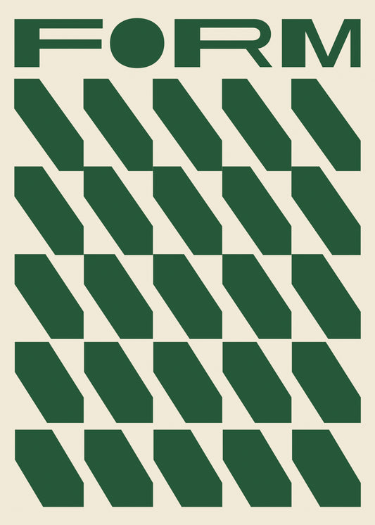 Geometric Form, Beige & Green Poster