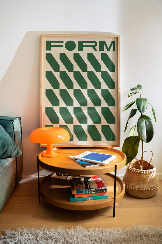 Geometric Form, Beige & Green Poster