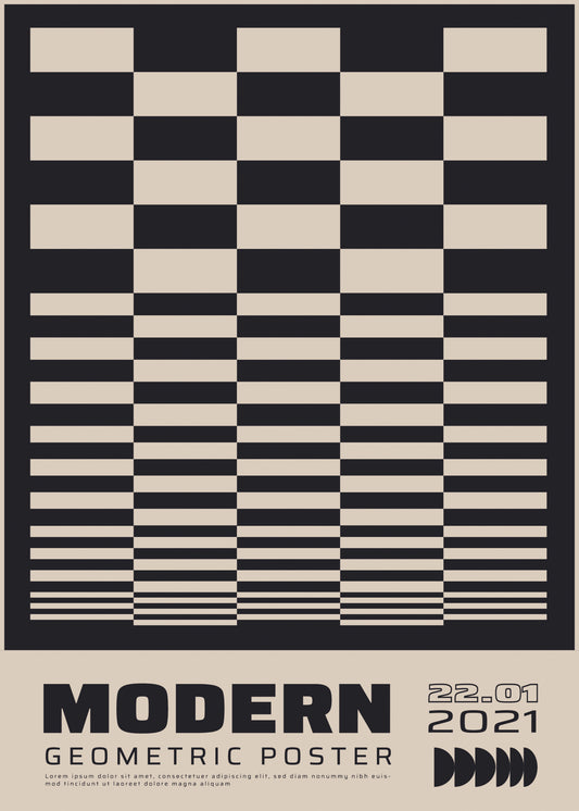 Modern Geometric Grid, Black & White Poster