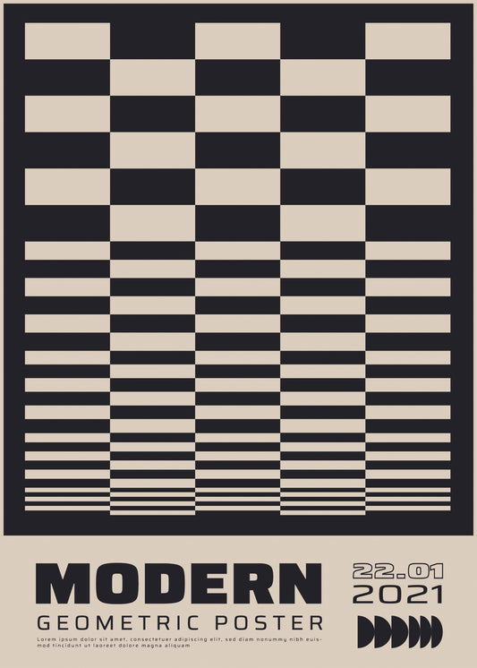 Modern Geometric Grid, Black & White Poster