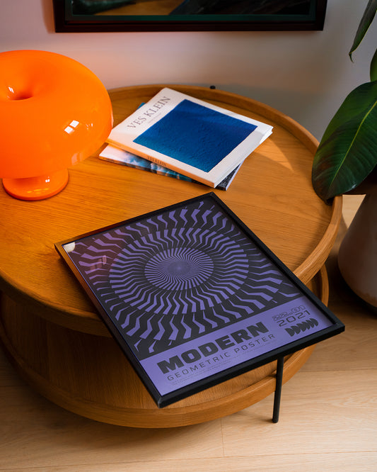 Modern Geometric Pulse, Purple & Black Poster