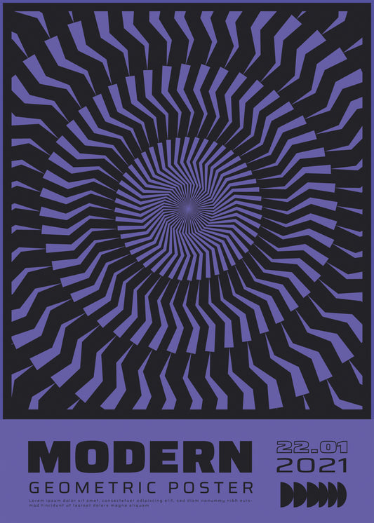 Modern Geometric Pulse, Purple & Black Poster