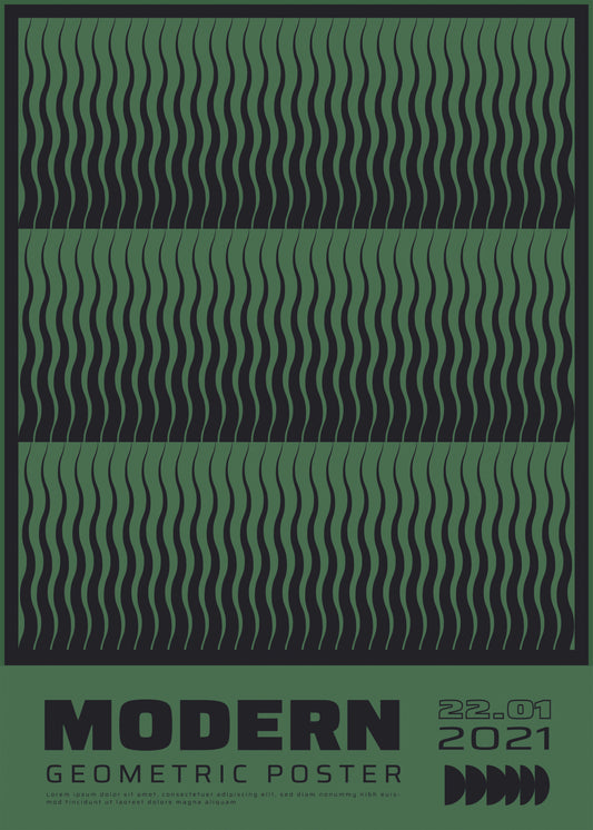Modern Geometric, Green & Black Poster