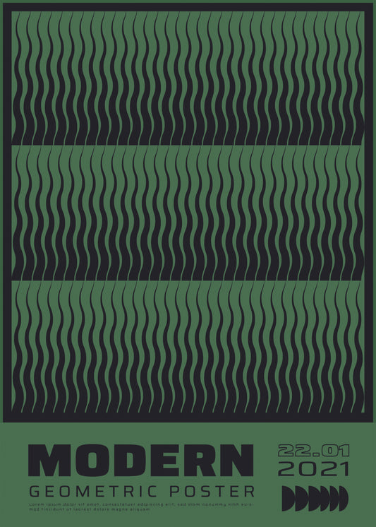 Modern Geometric, Green & Black Poster