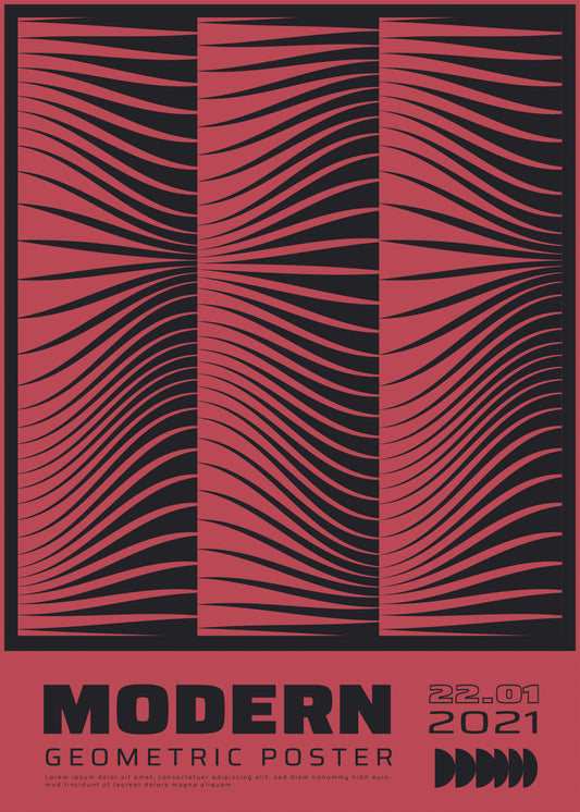 Modern Geometric, Red & Black Poster