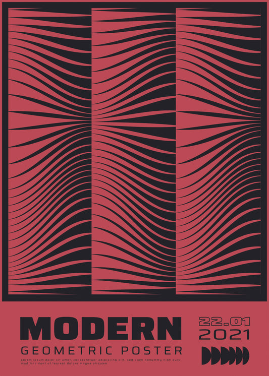 Modern Geometric, Red & Black Poster