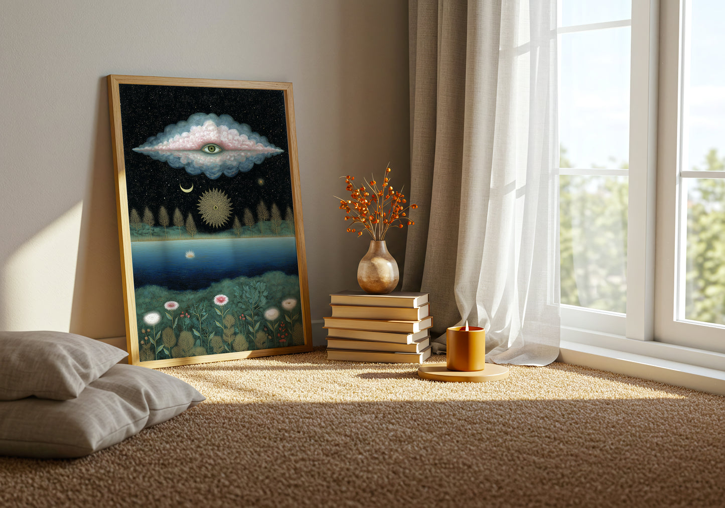 Sterrennacht aan de Oever Poster