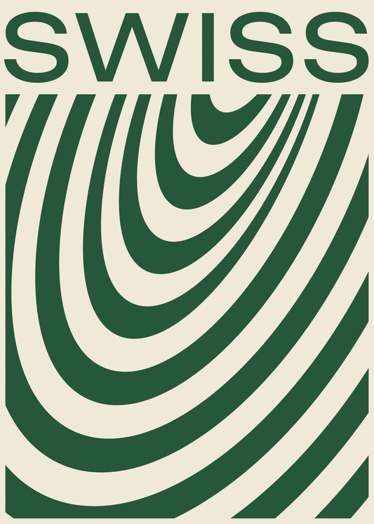 Swiss Motion, Green & Beige Poster