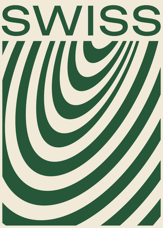 Swiss Motion, Green & Beige Poster
