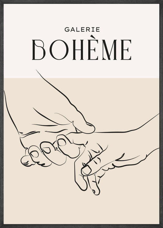 Line Art Holding Hands Poster