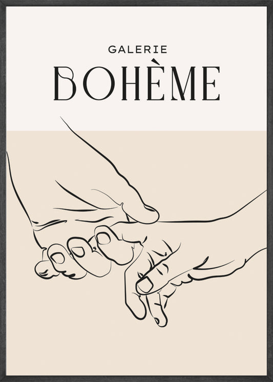 Line Art Holding Hands Poster